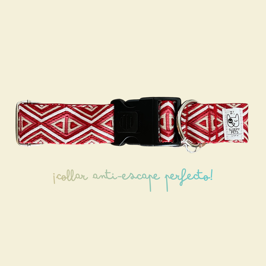 Collar bordado rombos rojos ancho 4cm