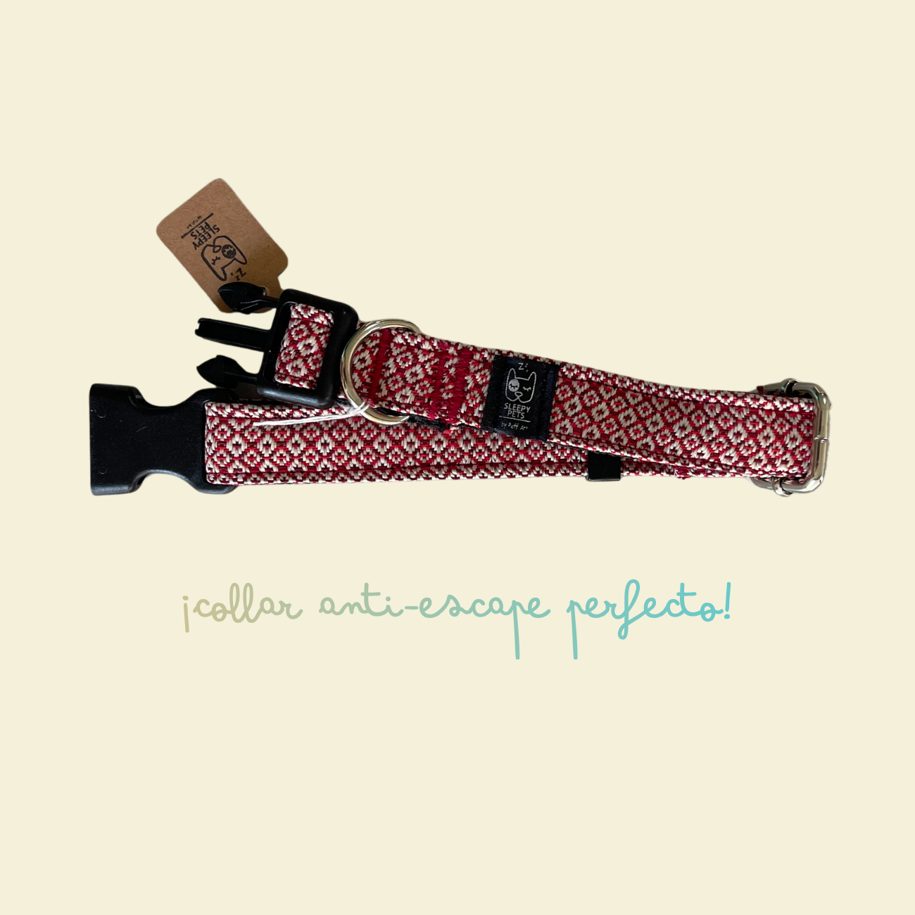 Collar bordado rombos rojos ancho 2cm