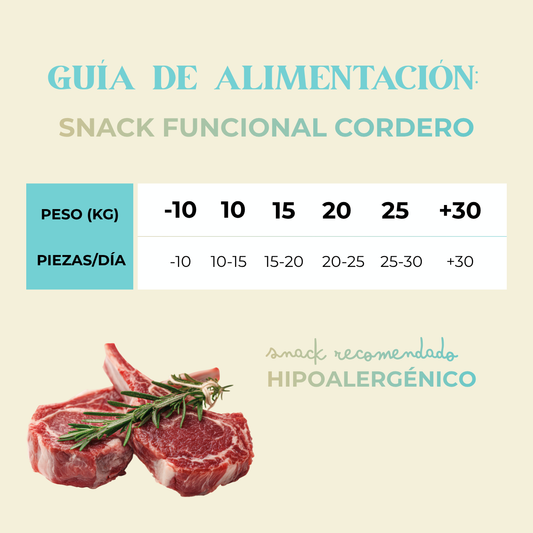 Snack funcional cordero y guisantes hipoalergénico 150g