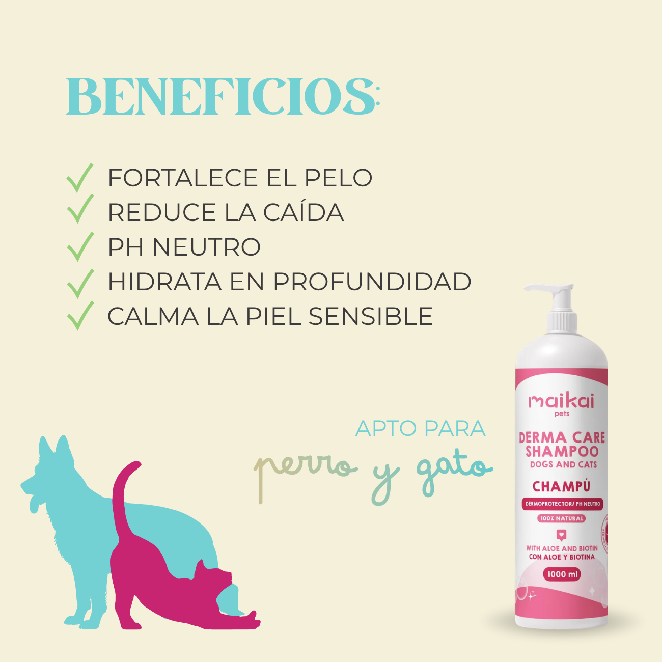 Champú hipoalergénico con aloe y biotina 1L