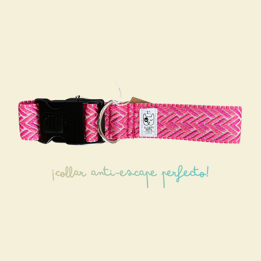 Collar espigas rosas flúor ancho 4cm