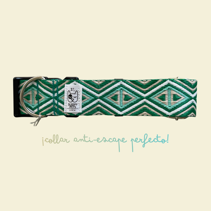 Collar bordado rombos verde ancho 4cm