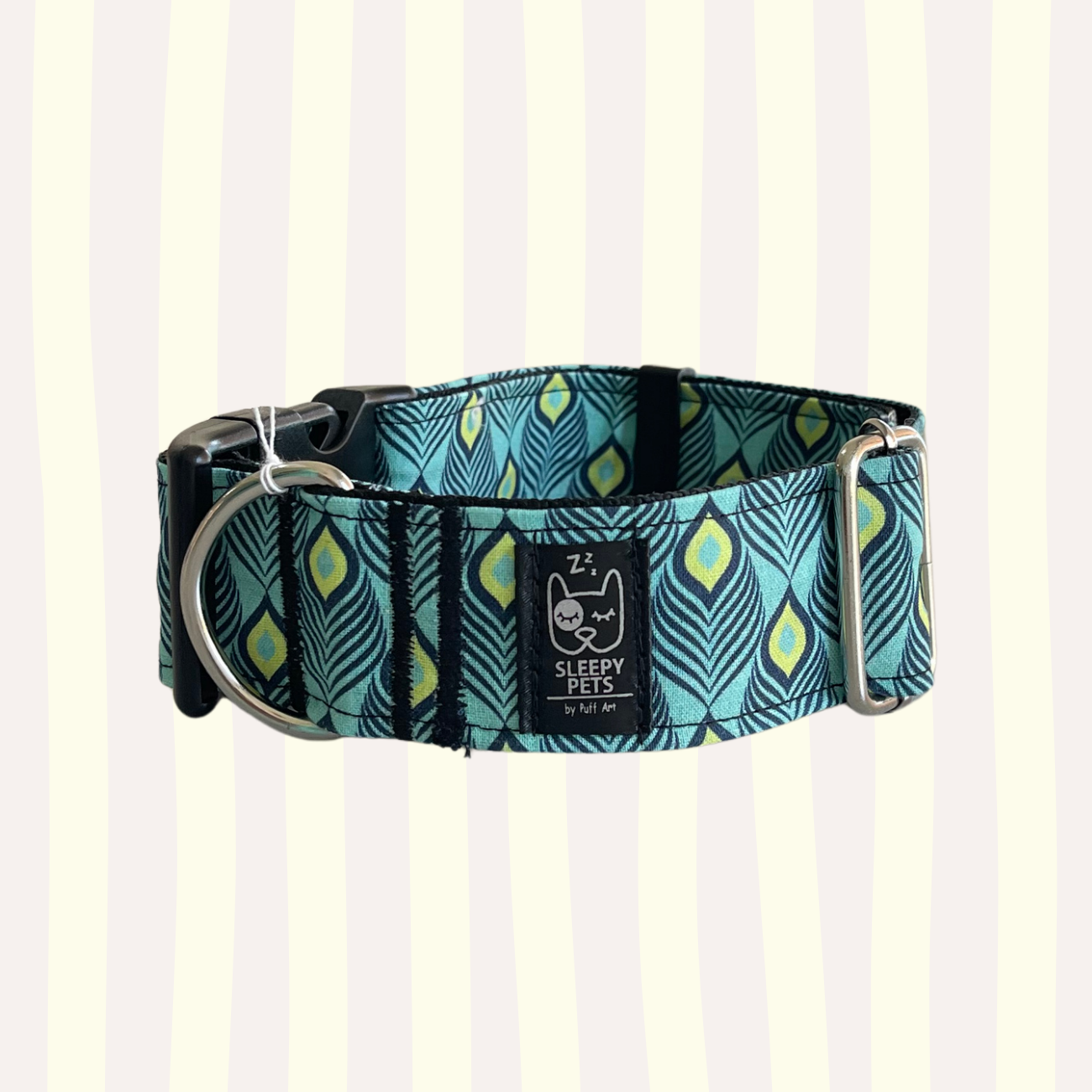 Collar azul diseño plumas ancho 4cm
