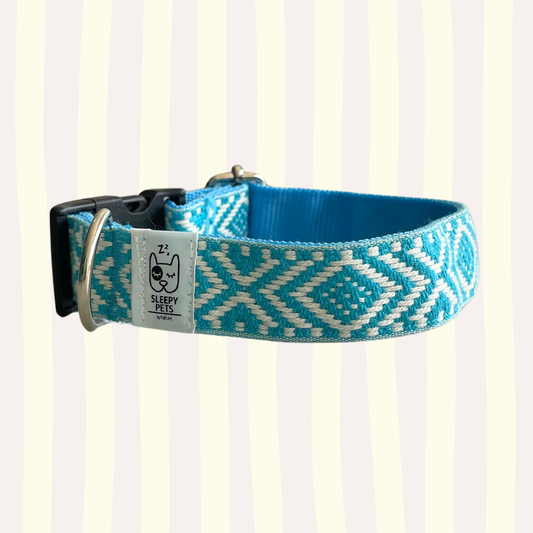 Collar étnico azul celeste ancho 3cm