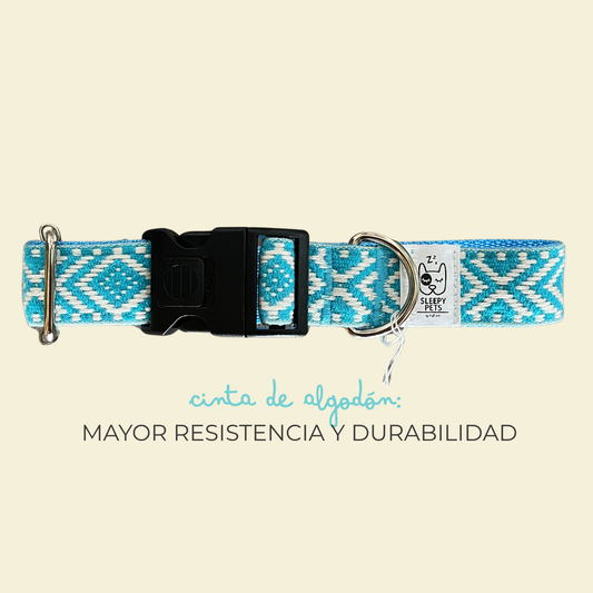 Collar étnico azul celeste ancho 3cm