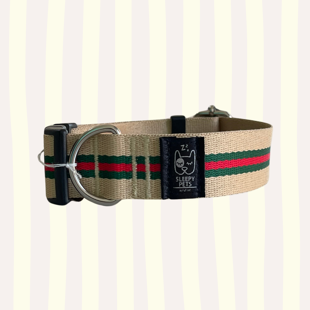 Collar nylon gucci beige ancho 3cm