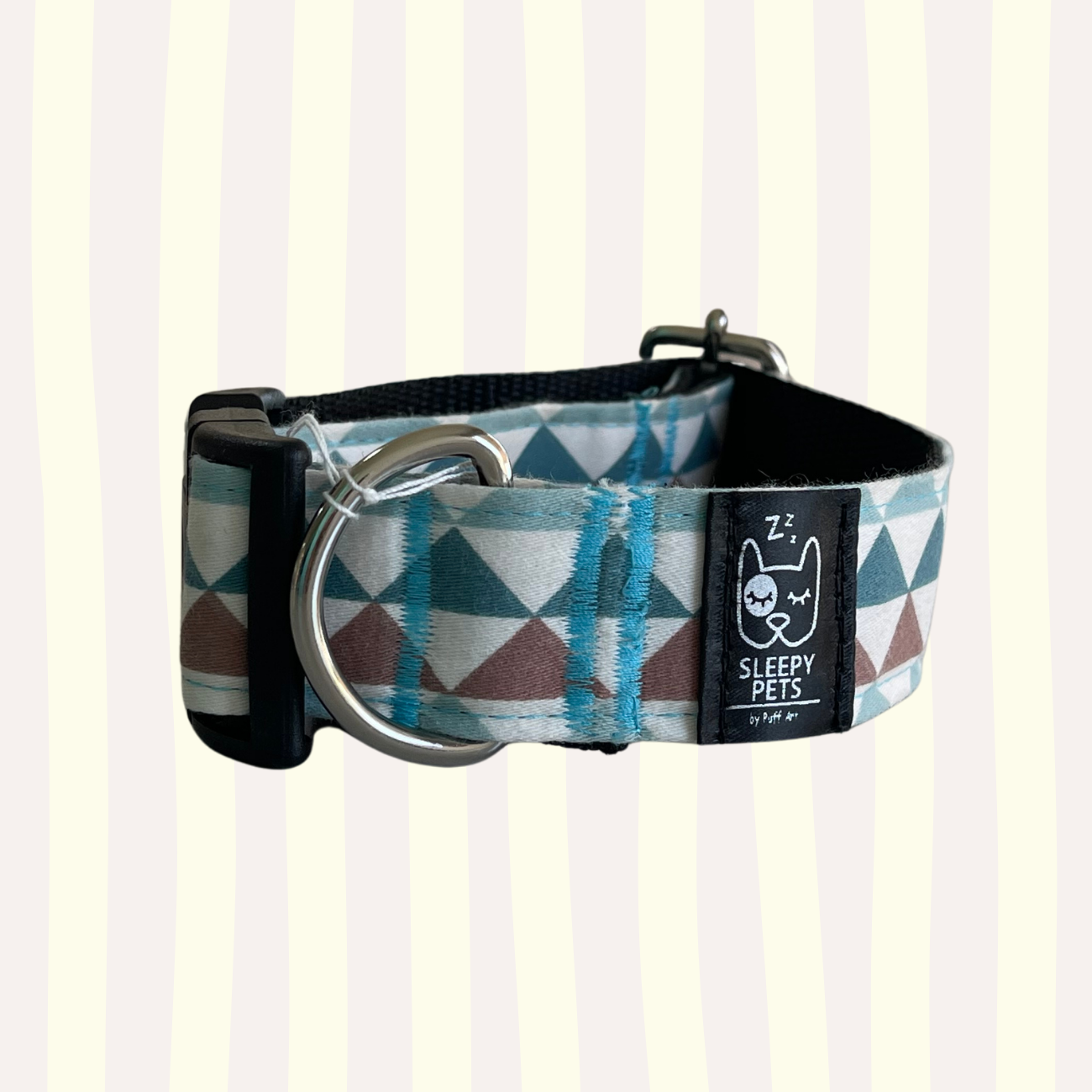 Collar triángulos azul-marrón ancho 3cm