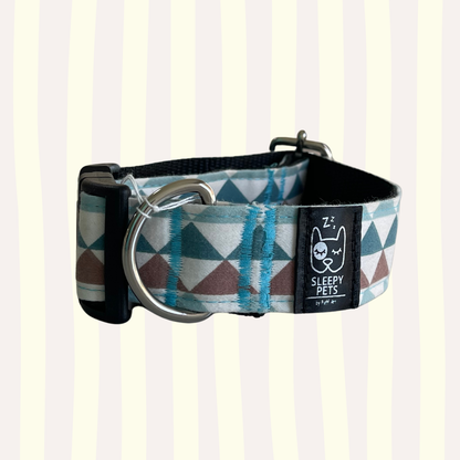 Collar triángulos azul-marrón ancho 3cm