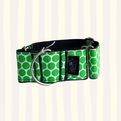 Collar martingale lunares verdes ancho 5cm