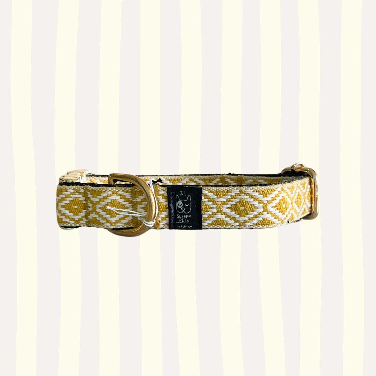 Collar cierre níquel étnico amarillo herraje dorado ancho 2cm