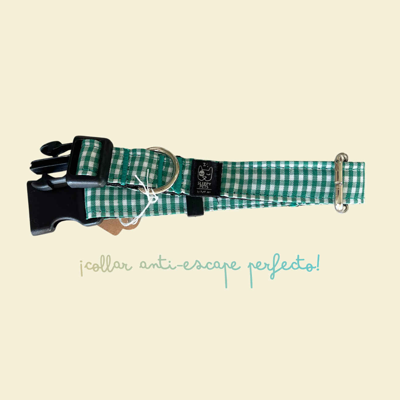 Collar vichy verde ancho 2cm