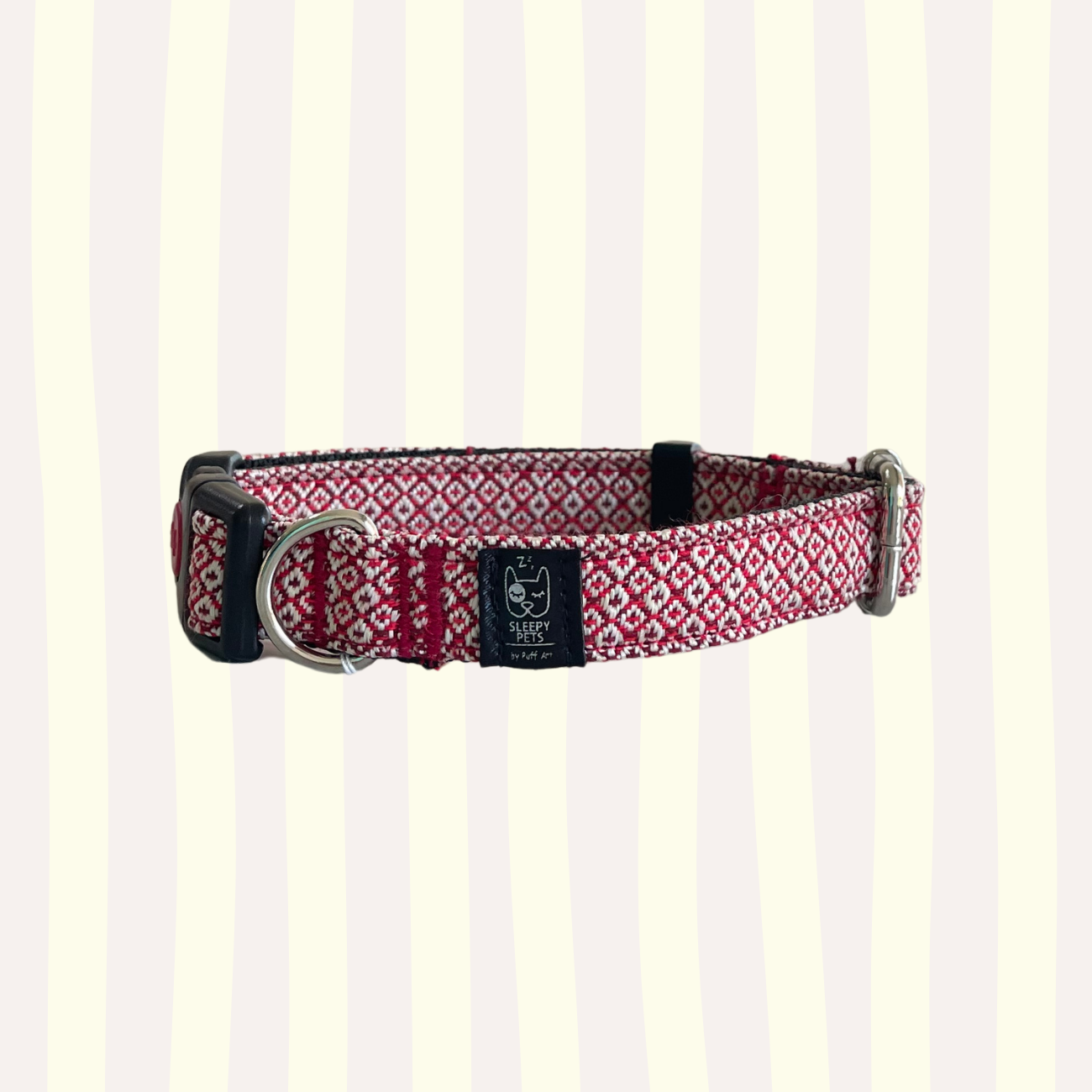 Collar bordado rombos rojos ancho 2cm