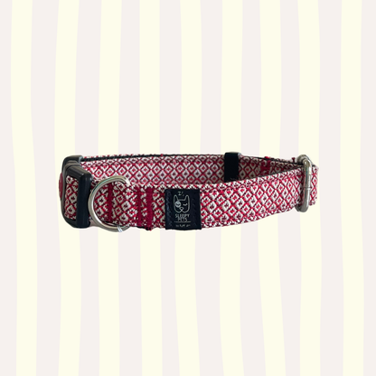 Collar bordado rombos rojos ancho 2cm