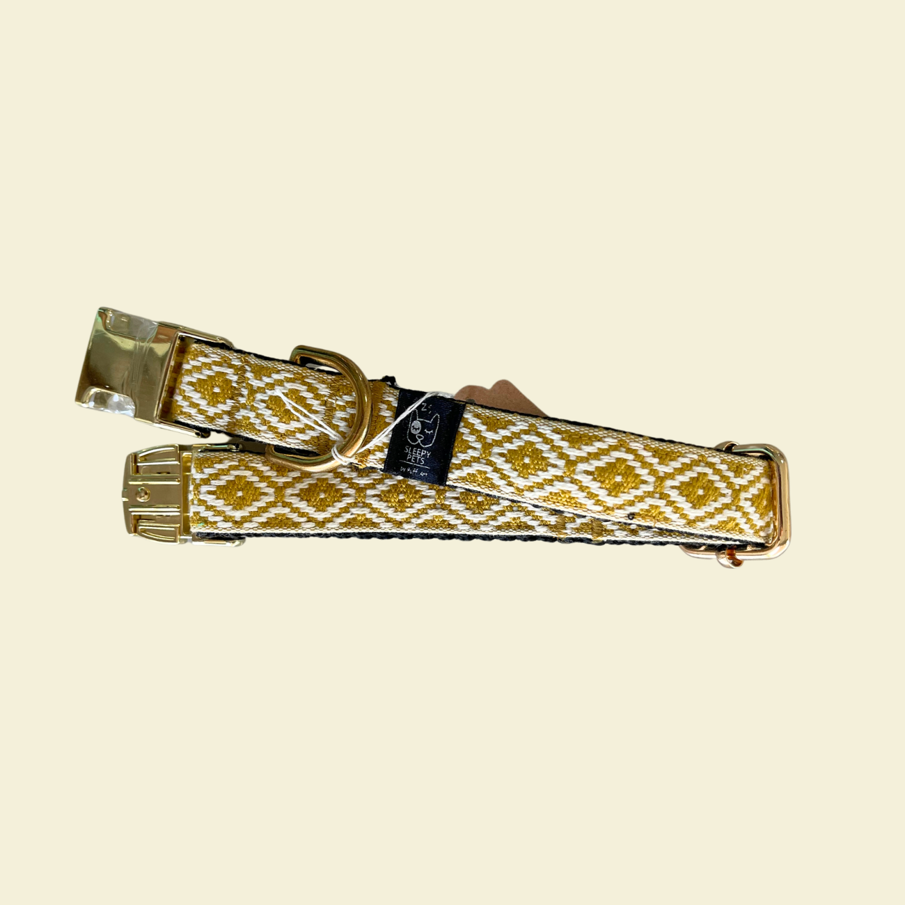 Collar cierre níquel étnico amarillo herraje dorado ancho 2cm