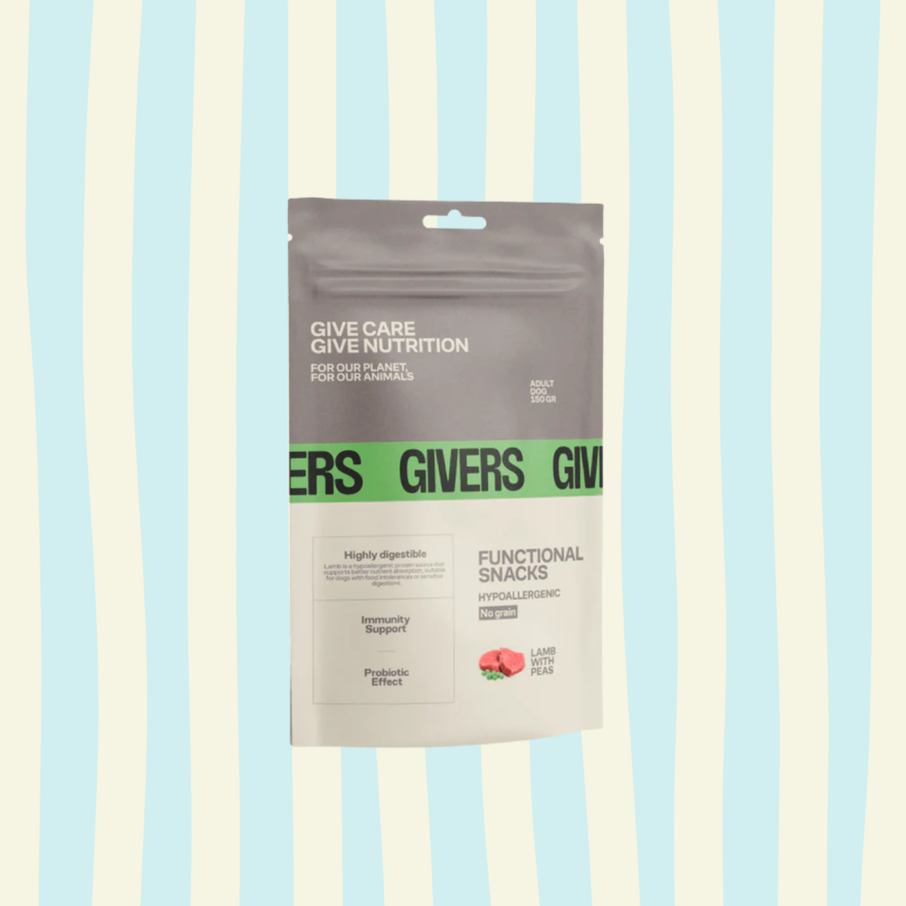 Snack funcional cordero y guisantes hipoalergénico 150g