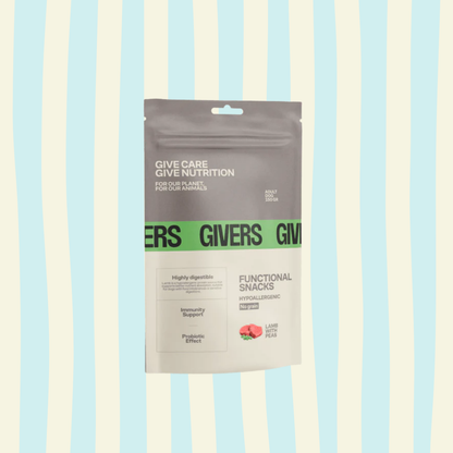 Snack funcional cordero y guisantes hipoalergénico 150g