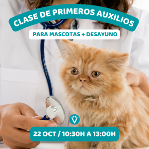 Clase Primeros Auxilios en Perros y Gatos + Desayuno (22 Oct. 10:30 a 13h)